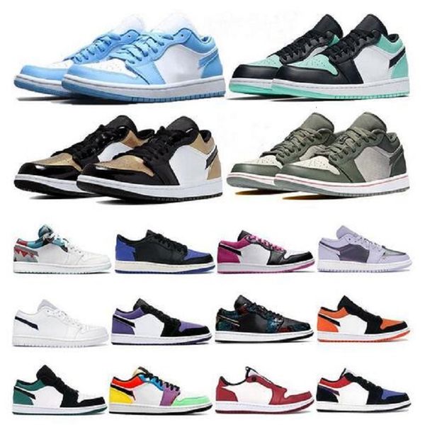 

jumpman low 1 1s unc basketball shoes pine green grey black sail emerald toe 3 trainers men women sneakers, White;red