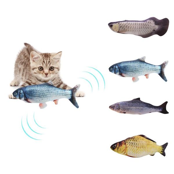 

cat toys 1pc electric interactive wagging fish realistic plush catnip mint chewing game pet supplies