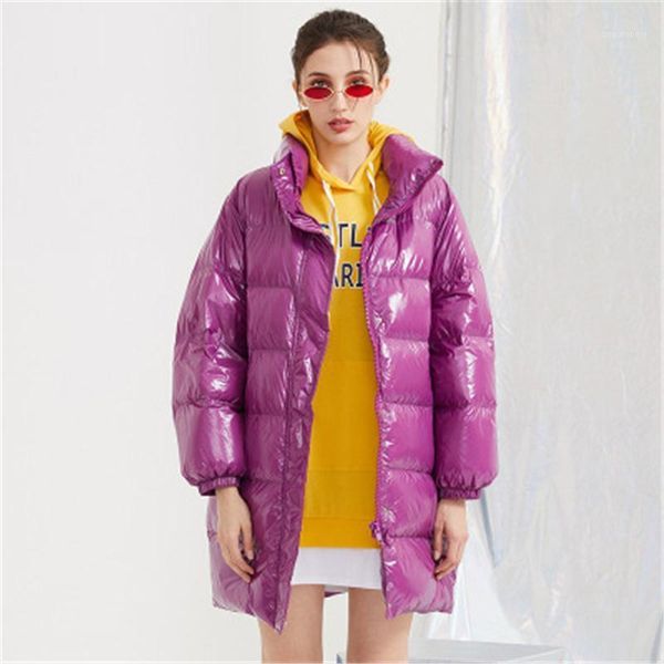 

down jacket female winter new thick parka white duck down loose stand collar warm women outerwear bright surface coat w1271, Black