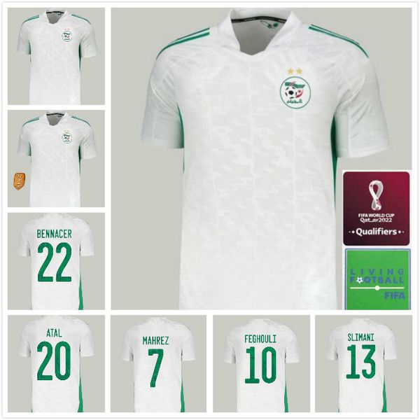 

2020 2021 algeria home mahrez soccer jerseys argeria 20 21 atal feghouli slimani brahimi white bennacer football shirts camiseta uniforms, Black;yellow