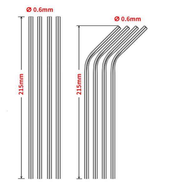 

bent stainless steel reusable metal drinking straw bar drinks party wine straws 6mm*0.5*215 1600pcs