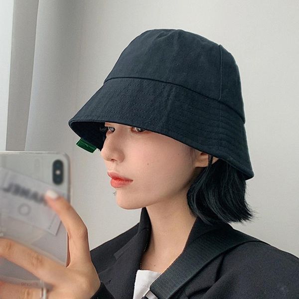 

wide brim hats women fashion fisherman hat korean spring and autumn labeling japanese bucket leisure basin arrivals 2021, Blue;gray