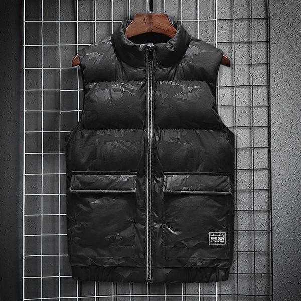 

ymwmhu 7xl 8xl new mens vest jackets sleeveless men's warm vests homme casual thicken waistcoat plus size chalecos para hombre, Black;white