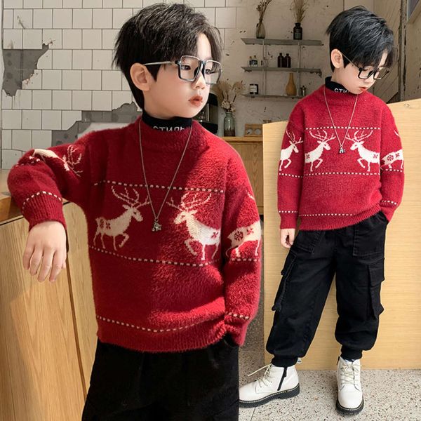 

kids' mink cashmere sweater winter new cuhk korean cartoon pullover, Blue