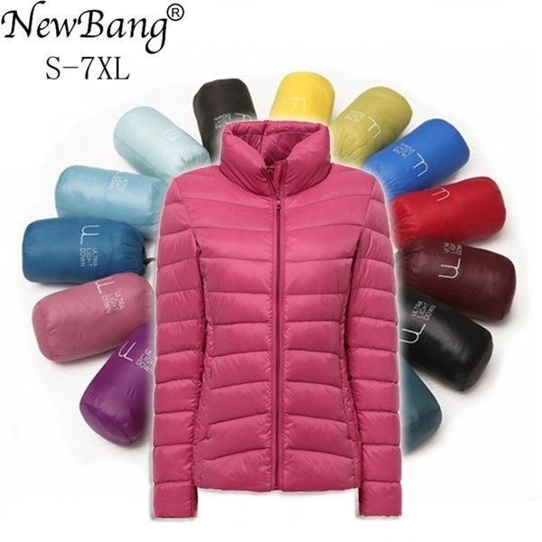 

newbang brand 5xl 6xl 7xl duck down jacket women ultra light down jacket feather jacket plus women's overcoat windbreaker coats 201209, Black