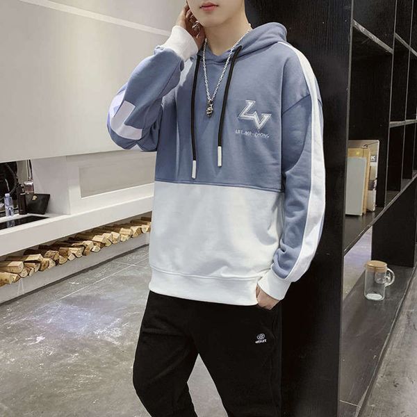 

sports youth loose fashion men's casual long sleeve sweater pants two piece suit, Gray