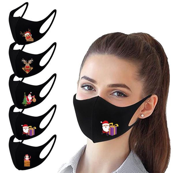 

factory direct sales christmas ornaments cartoon print mask christmas decoration face mask party supplies 2021 happy new year 2020