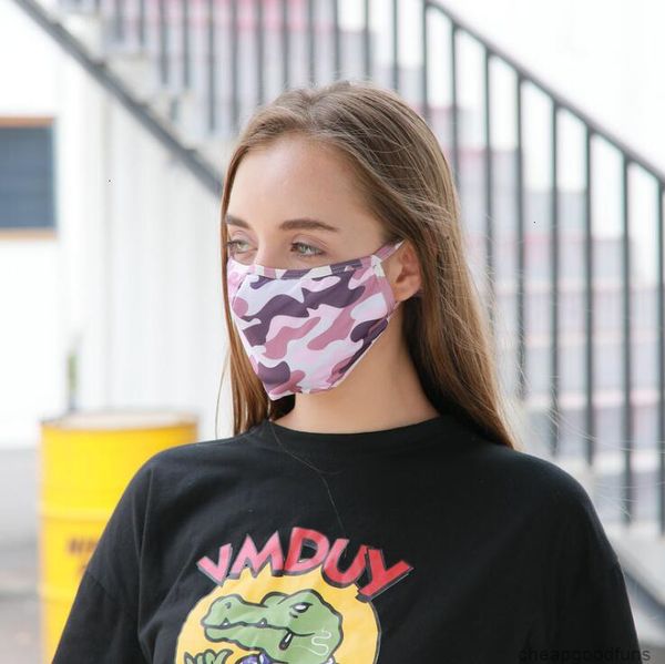 

u camouflage pm2.5 washable filter reusable face mouth ice silk anti-dust outdoor uv-proof cotton mask designer masks 1u