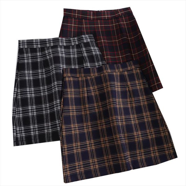 

vintage plaid mini skirts womens summer short skirt high waist a line women mini skirt fashion sweet ladies girls short skirts, Black