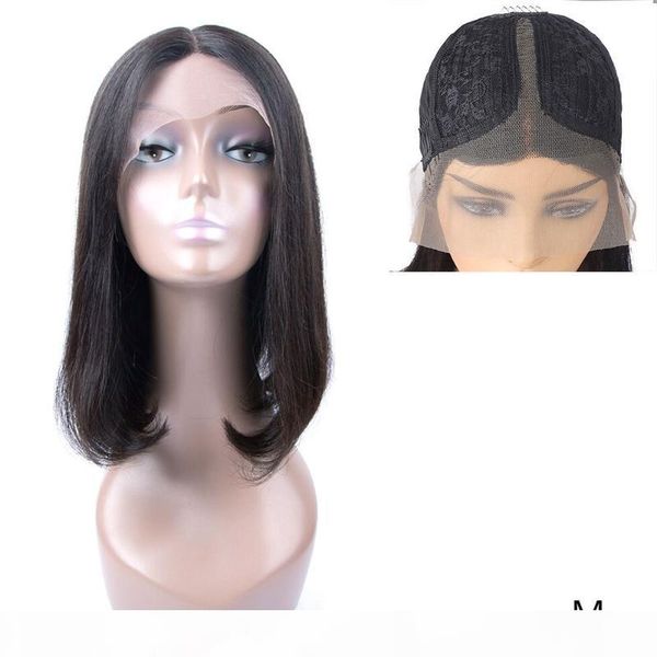 

puromi straight t part human hair wigs brazilian 13x1 lace pixie cut 10-28 inch human hair wigs non-remy pre plucked 150% m, Black;brown