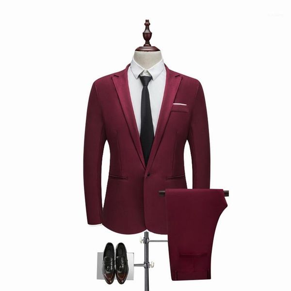

monerffi men classic 2 pieces blazers and pants suit set formal business blazers sets slim plus size 3xl sets for wedding set1, Gray