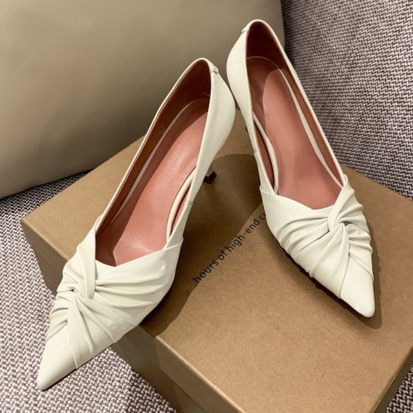 

2021 ladybird elegant women's leather genuine butterfly-knot heels high night shoes woman 34-41 mo0o, Black