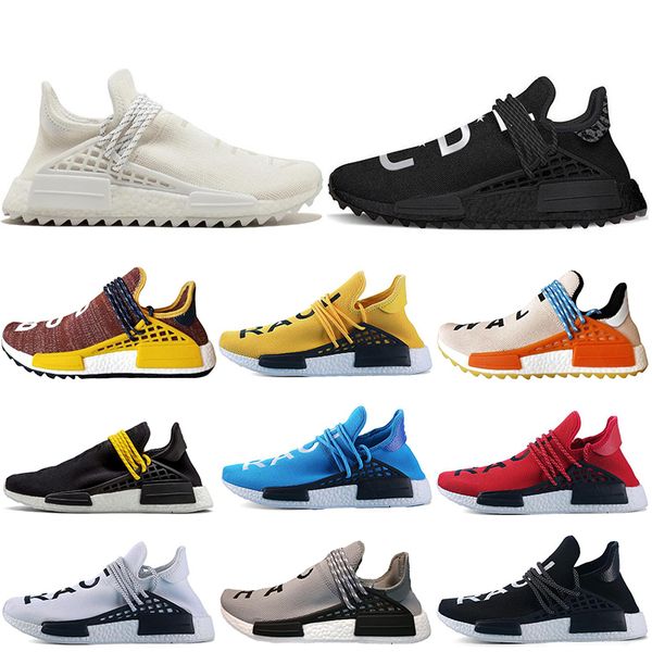 

2019 human race pharrell williams trail mens sports running shoes black white red women sneakers trainers shoes
