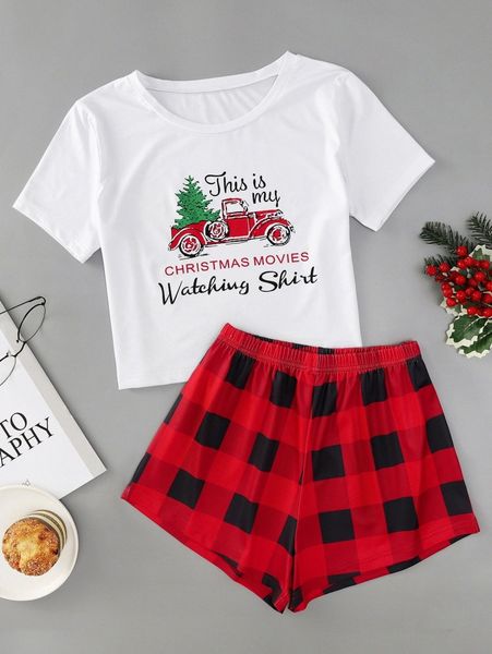 

plus christmas print pajama set w7cg#, Black;white
