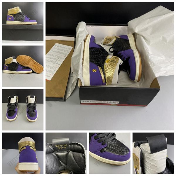 

2020 high shoe surgeon 1 1s og tss/la serpentine black purple gold mens basketball shoes 555088-171 athletic sneakers size 39-46