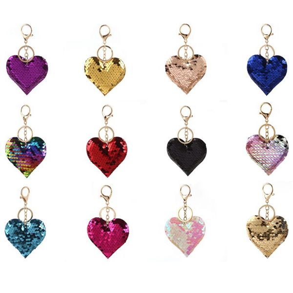 

heart sequin keychain charm keychains women girls backpack bag accessories fashion pendant key rings party favors gift yay004, Silver