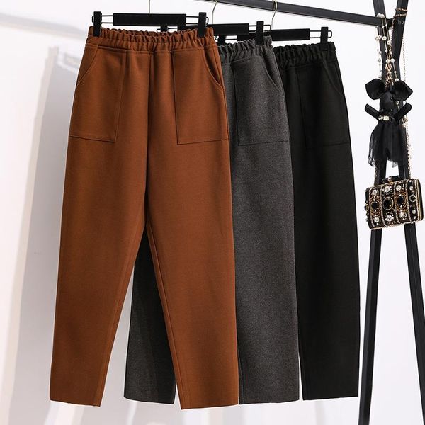 

black cloth thick wide-legged pants female high waist woman plus large size boyfriend for women's clothing 2020 trouser d02631, Black;white