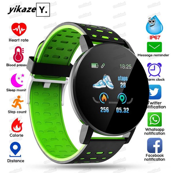 

new 119 plus smart watch blood pressure round bluetooth smartwatch women's watch waterproof sports tracker for android ios dhl