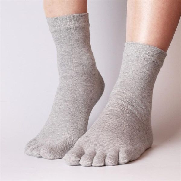 

indjxnd autumn men socks five finger solid cotton medium casual 1 pair toe calcetines ankle winter breathable and comfortable, Black
