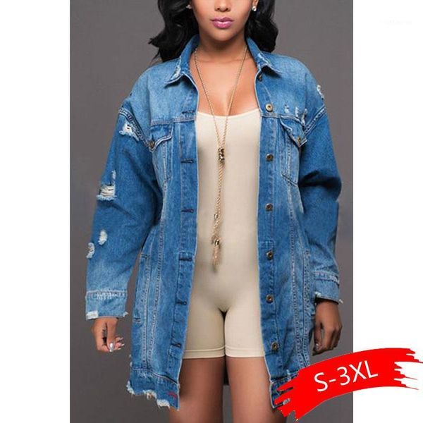 

autumn winter women hole denim jacket 2020 harajuku boyfriend wind jean jacket loose long sleeve female coats large size female1, Black;brown