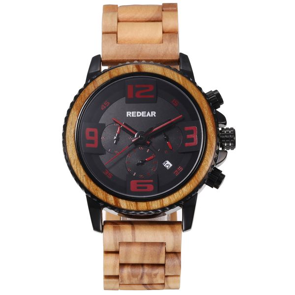 

luxury metal wood watch for men chronograph multifunctional calendar date dial mens wooden band strap man male wristwatch quartz watches, Slivery;brown