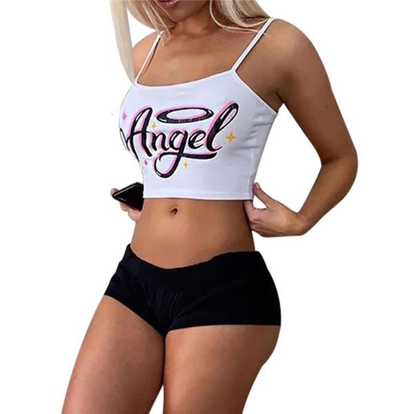 

2020 fashion trend women letter print tank vest crop summer new casual slim fitting camisole sleeveless sun, White