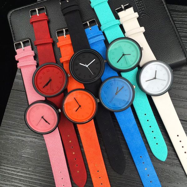 

fashion watches women men simple casual number watches canvas strap quartz wrist watch cute clock for female gifts, Silver