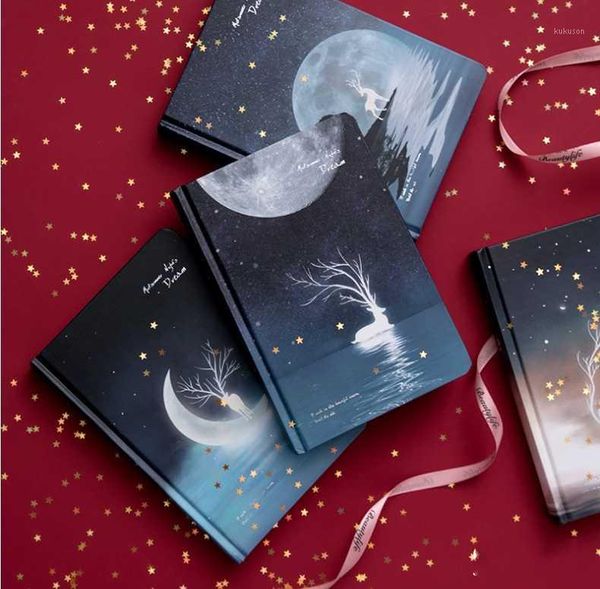 

"night dream" hard cover diary beautiful sketchbook art drawings notebook journal notepad note stationery gift1, Purple;pink