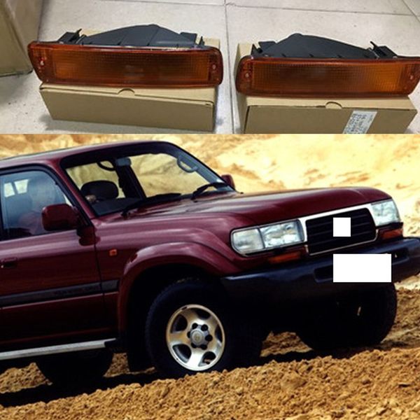 

car front left right turn signal light lamp yellow cover trim frame no bulbs for toyota land cruiser lc80 4500 fzj80 1991-1997