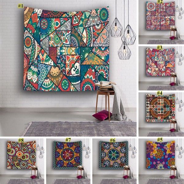 

153*130cm polyester flower print yoga mat picnic towel printing hanging wall tapestry home decor 8 colors dhb929