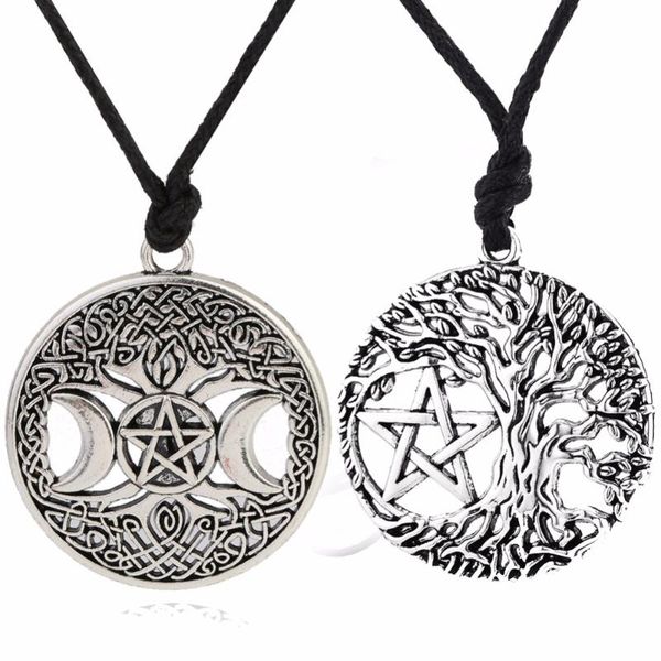 

pendant necklaces skyrim yggdrasil pentagram tree of life/triple goodness necklace norse viking vintage retro jewelry for men women, Silver