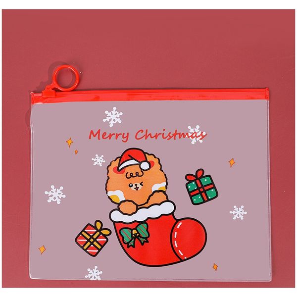 

1 new korea christmas school stationery lovely cute kawaii creative pvc envelope to receive bag translucent folder wmtsvz, Black;red