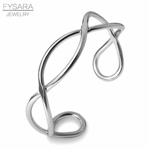 

fysara pollow wave cross braclets bangle европейский дизайнерский провод манжеты браслет проволоки pulseras для женщин свадебные украшения j, Black