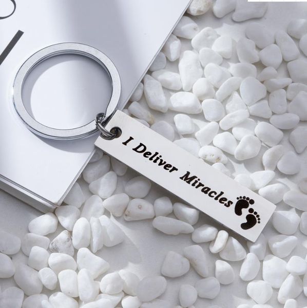 

keychain midwife i hand stamped deliver keyring miracles baby keychainthank you gift, Silver
