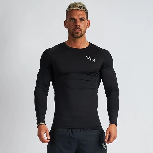 

workout sportswear fitness running sports jogger fashion brand men's casual long sleeve t-shirt, White;black