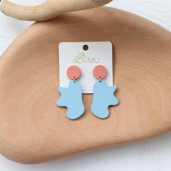 

aomu 1pair new design candy color geometric irregular acrylic long dangle earrings for women party jewelry gifts wmtndi, Golden