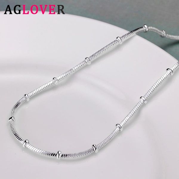 

chains aglover 925 sterling silver 18 inch snake chain beaded necklace for woman men fashion charm jewelry party birthday gift