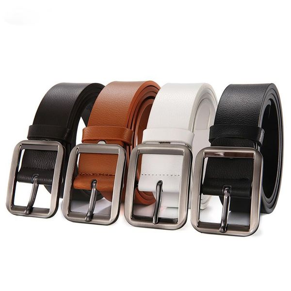 

men leather belt alloy material automatic imitation pin buckle business retro men's jeans wild belts, Black;brown