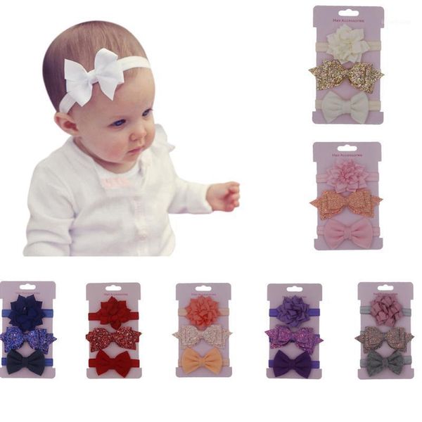 

3-piece princess style sweet wind flower fine flash bow hairband outdoor activity head jewelry1, Slivery;white