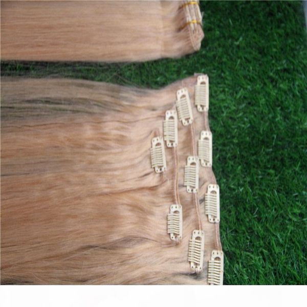 

bleach blonde brazilian remy straight hair clip in human hair extensions 6a 9 pieces set full head remy hair extension clip, Black