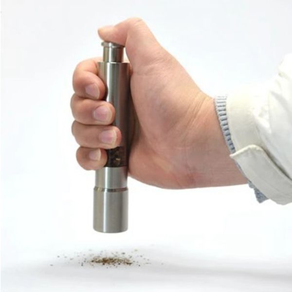 

stainless steel pepper thumb push salt pepper grinder portable manual machine spice sauce grinder kitchen tool vtky2249
