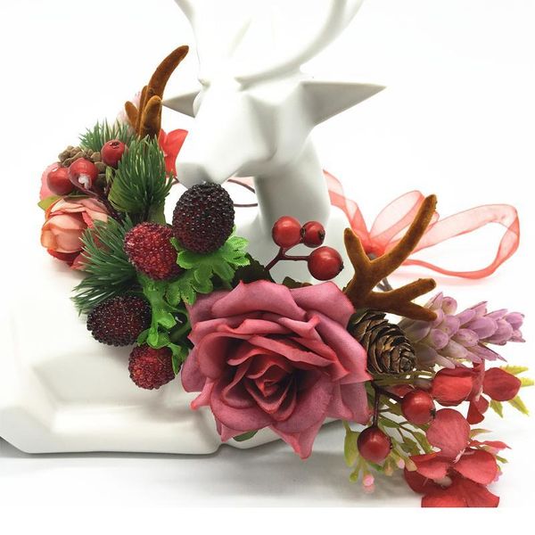 

wholesale christmas hair accessories antlers headband garland wedding hair accessories new year flower wreath women h qylgfu