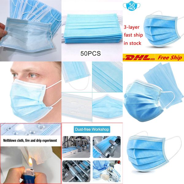 

non-woven dhl fast shipping disposable masks 3ply face protection and personal health mask with earloop mouthoutletkz82