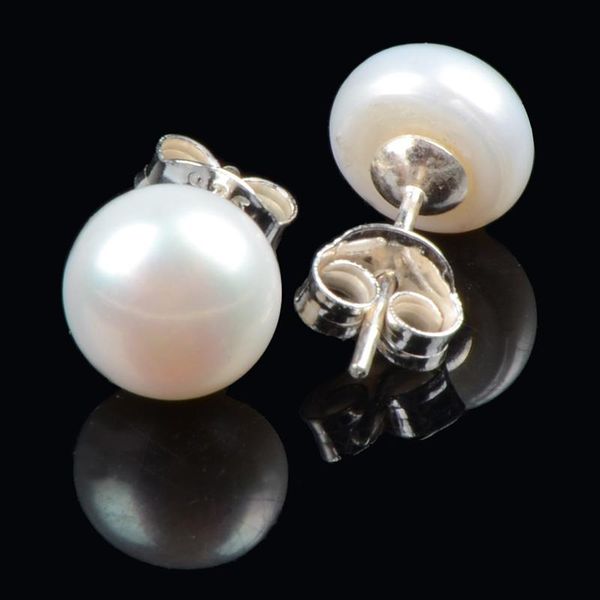 

pink white real nature freshwater pearl earrings of sterling stud earring for women pearl jewelry 8mm wmtwlf