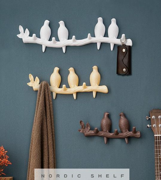 

4 colors 3d cartoon bird decor hook diy creative wall coat rack living room bedroom wall hanging hook key frame home decore