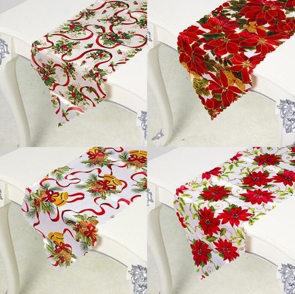 

christmas decoration polyester christmas printing table flag christmas table cloth xmas party supplies 35*180cm wholesale