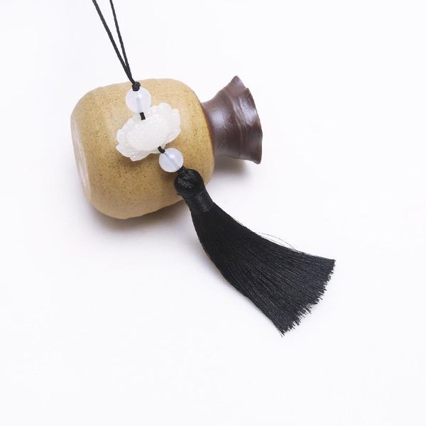 

2pcs white jade lotus tassel fringe diy garments materials key bag phone bookmark tassel pendant hand make embellissements craft h jllgqy
