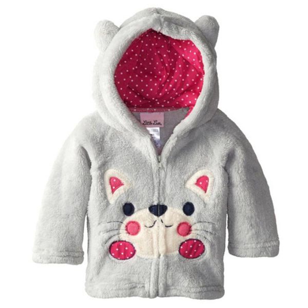 

children jackets for girls cartoon embroidered baby boys hooded outerwear autumn winter girl jacket kids clothes for 2-6y, Blue;gray