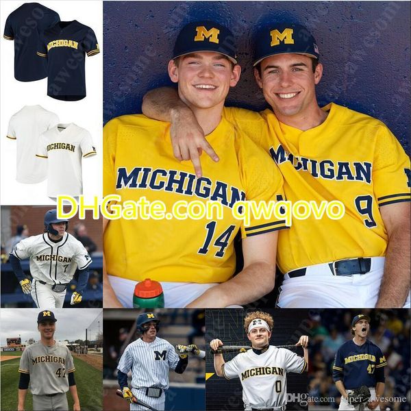 

michigan baseball jersey 42 nwogu jack blomgren clark elliott dominic clementi riley bertram joe donovan danny zimmerman ted burton cam hart, Blue;black