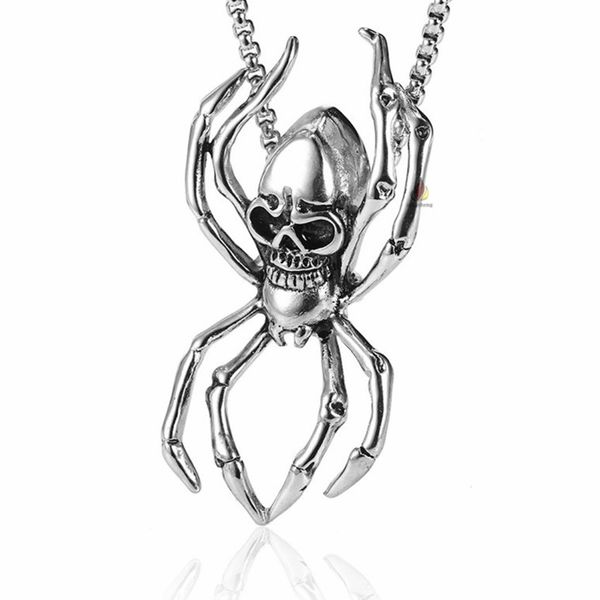 

wholesale 10 pcs stainless steel skull head pendant link chain necklace for party gift punk style jewelry, Silver